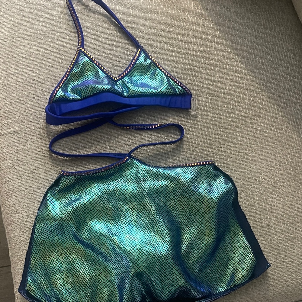 Shimmering Blue and Green Dance Costume
